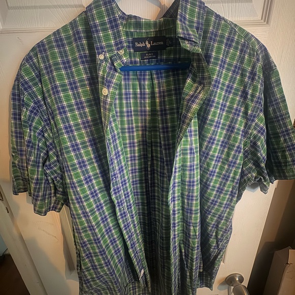 Ralph Lauren Blue and Green Plaid Casual Shirt - Picture 2 of 3
